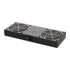 Kit de ventilação com 2 ventiladores e termóstato, adequado para armários de parede.