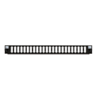 Conector frontal LC/SC de 24 portas preto, adequado para bandeja de fibra universal.