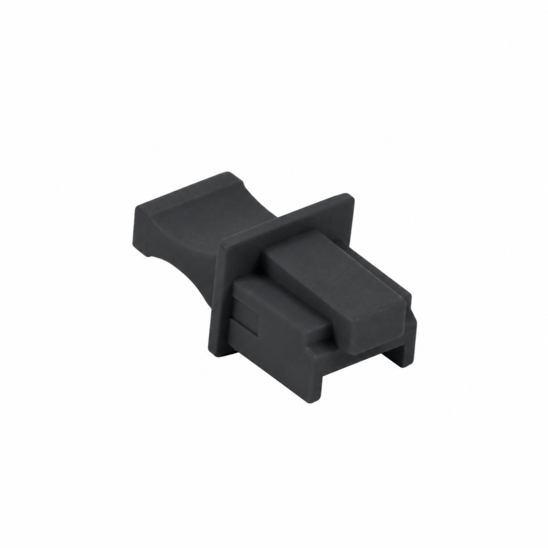 Conjunto de 10 conectores para portas RJ45, pretos.