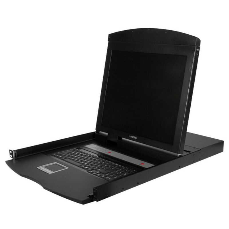 Consola KVM de 19 polegadas com teclado QWERTY integrado, USB e PS/2.