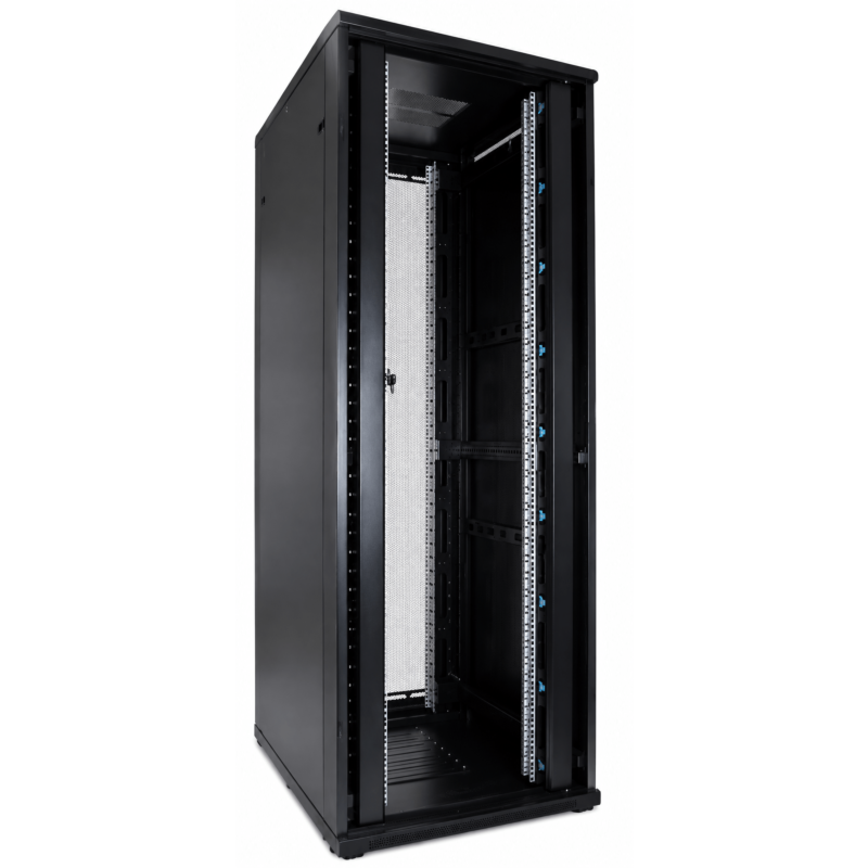Armário para servidor 47U com portas dupla frontal e traseira perfuradas, 800x800x2200mm (LxPxA)
