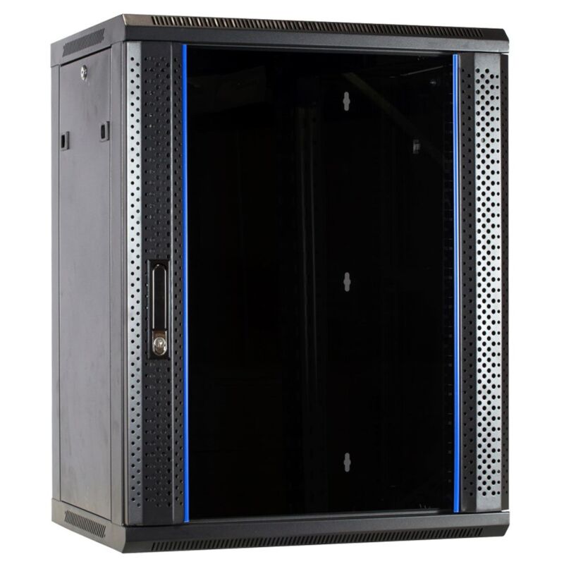 Armário de parede 15U com porta de vidro 600x450x770mm (LxPxA)