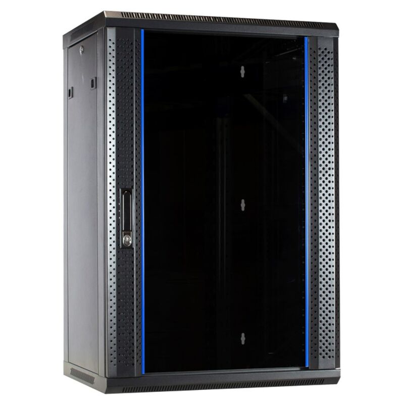 Armário de parede 18U com porta de vidro 600x450x900mm (LxPxA)
