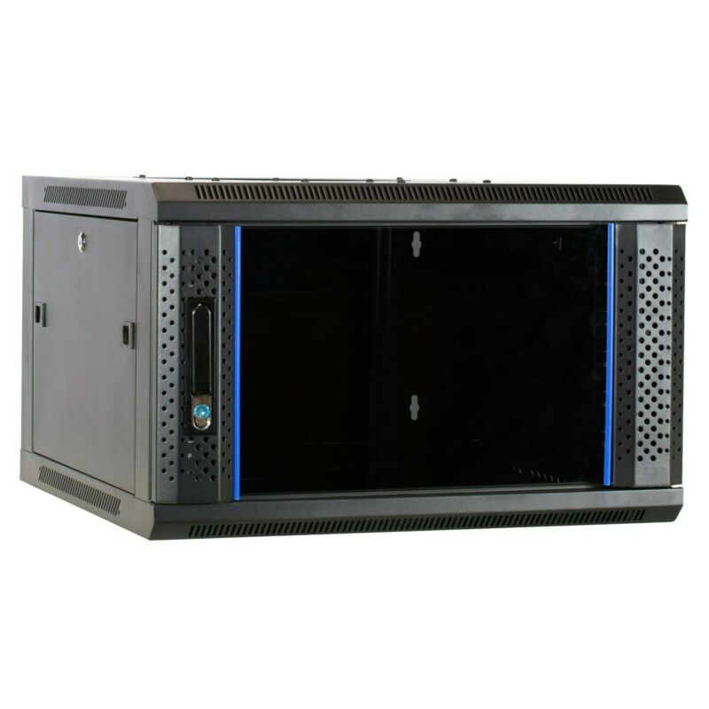 Armário de parede 6U com porta de vidro 600x600x368mm (LxPxA)