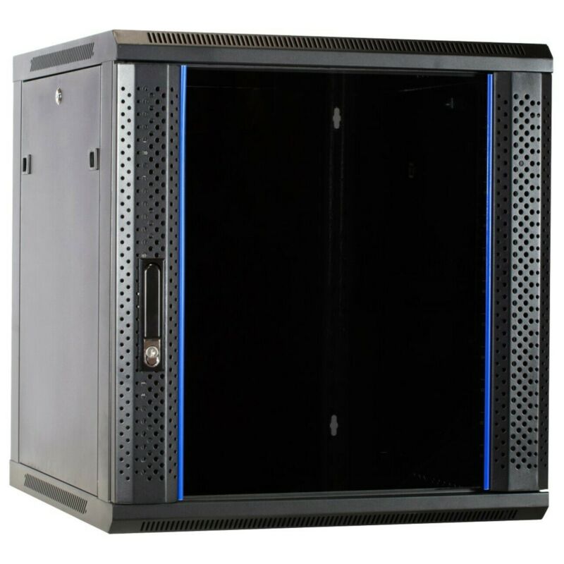 Armário de parede 12U desmontado com porta de vidro 600x600x635mm (LxPxA)