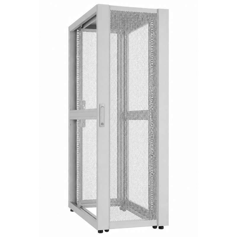 Caixa para servidor de data center 42U com porta perfurada, 800x1000x2000mm (LxPxA), cinzento.