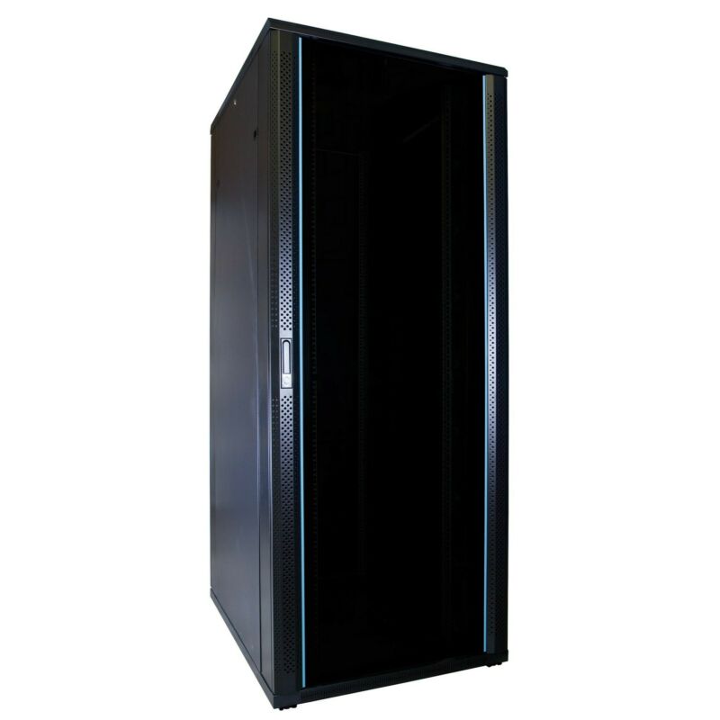 Armário para servidor 47U com porta de vidro, dimensões: 600x800x2200mm (LxPxA)
