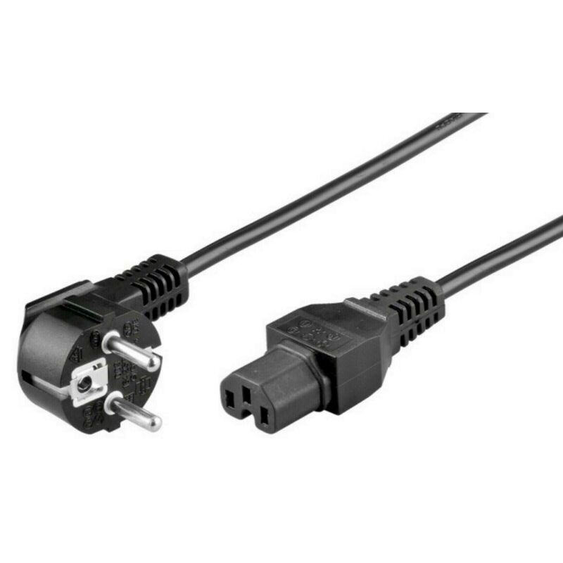 Cabo de alimentação em ângulo reto Schuko para C15 2m preto
