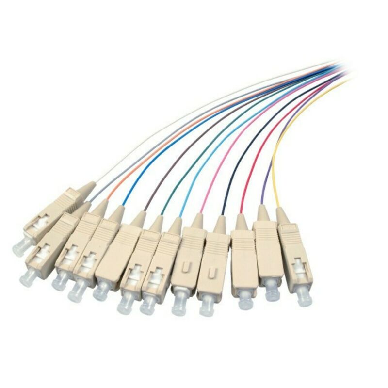 Conjunto de cablagens coloridas OM3 em fibra de vidro SC - 12 peças