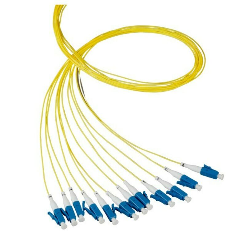 Cabo pigtail de fibra ótica OS2 amarelo LC/PC - 12 unidades