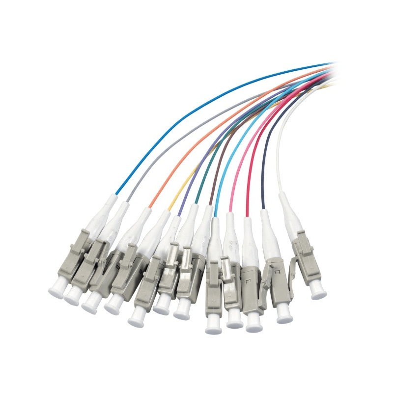Conjunto de cablagens OS2 em fibra de vidro colorida LC - 12 peças