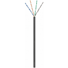 Cabo CAT6 U/UTP para utilização no exterior, 50m, em bobine, rígido, preto, com certificação CCA.