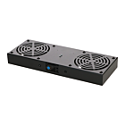 Kit de ventilação com 2 ventiladores e termóstato, adequado para armários de parede.