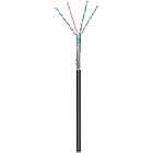 Cabo CAT6 SF/UTP de 100m para utilização no exterior, em bobine rígida preta com revestimento CCA.