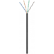 Cabo CAT6 U/UTP para utilização no exterior, 50m, em bobine, rígido, preto, com certificação CCA.