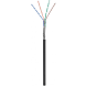 Cabo CAT6 SF/UTP para utilização no exterior, 50m, em bobine, rígido, preto, com certificação CCA.