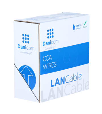 Cabo CAT6 SF/UTP de 50m em bobine, flexível, cinzento, com revestimento CCA.