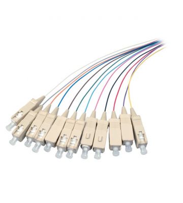Conjunto de fibra de vidro OS2 com rabicho colorido SC/APC - 12 peças