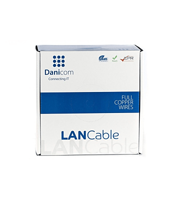 Cabo DANICOM CAT5E UTP de 100m em bobine rígida - LSZH (Dca)