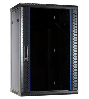 Armário de parede 18U desmontado com porta de vidro 600x450x900mm (LxPxA)