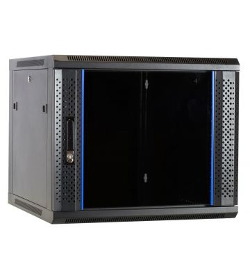 Armário de parede 9U desmontado com porta de vidro 600x600x500mm (LxPxA)