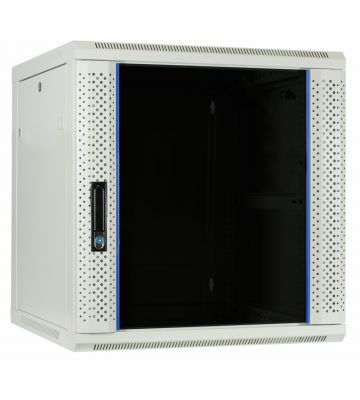 Armário de parede branco de 12U com porta de vidro, 600x600x635mm (LxPxA)