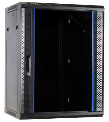 Armário de parede 15U desmontado com porta de vidro 600x600x770mm (LxPxA)