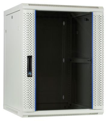 Armário de parede branco de 15U com porta de vidro, 600x600x770mm (LxPxA)