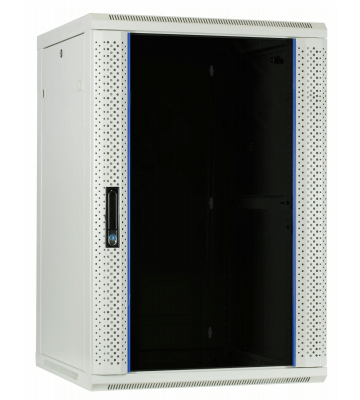 Armário de parede branco 27U com porta de vidro 600x600x1300mm (LxPxA)