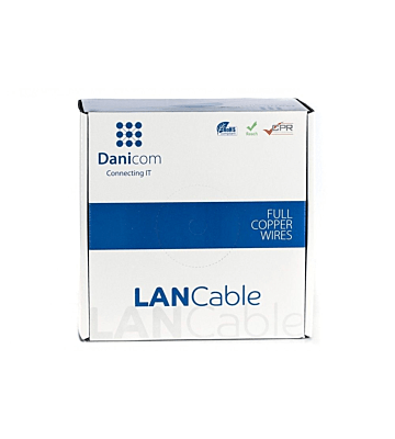 Cabo DANICOM CAT5E UTP de 100m em rolo rígido - LSZH (Dca)
