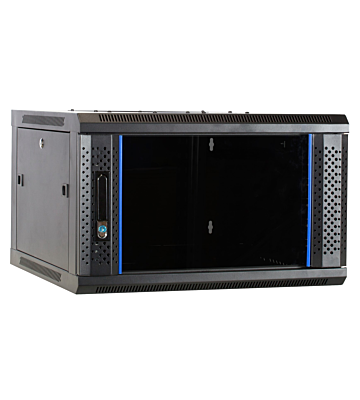 Armário de parede 4U desmontado com porta de vidro 600x600x280mm (LxPxA)