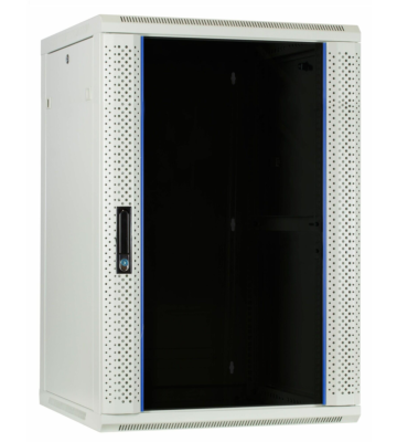 Armário de parede branco 27U com porta de vidro 600x600x1300mm (LxPxA)
