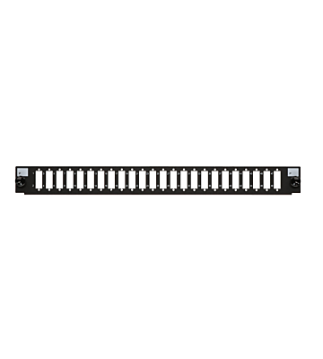 Conector frontal LC/SC de 24 portas preto, adequado para bandeja de fibra universal.
