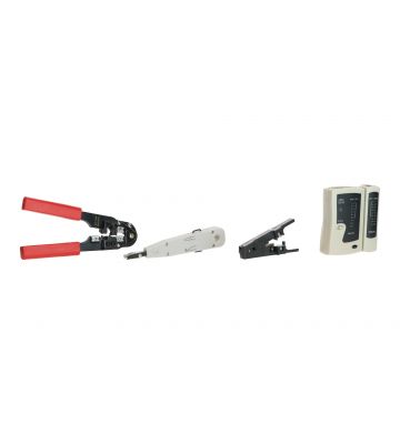Conjunto de ferramentas Danicom (ferramenta de cravação RJ45, ferramenta LSA, ferramenta de descarnagem, ferramenta de teste para vários conectores) 