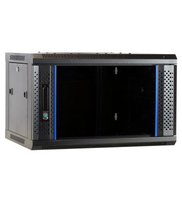 Armário de parede 6U com porta de vidro 600x450x368mm (LxPxA)
