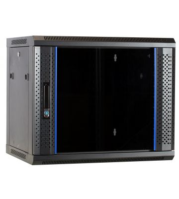 Armário de parede 9U com porta de vidro 600x450x500mm (LxPxA)