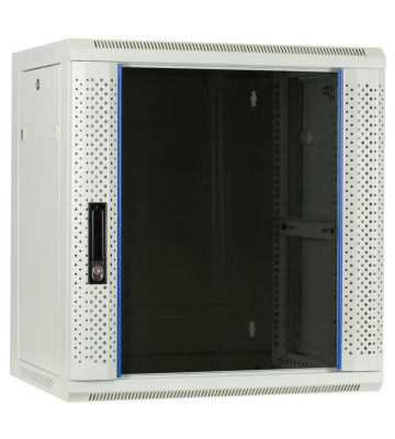 Armário de parede branco de 12U com porta de vidro, 600x450x635mm (LxPxA)