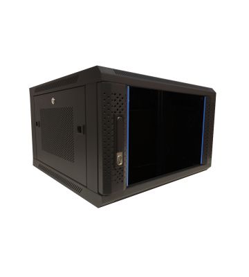 Armário de parede 6U com porta de vidro - painéis laterais perfurados 600x600x368mm (LxPxA)