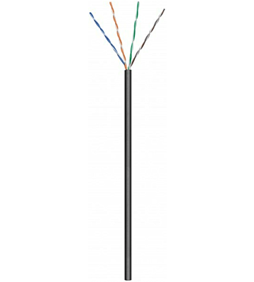 Cabo CAT6 U/UTP para utilização no exterior, 100m, em bobine, flexível, preto, com certificação CCA.