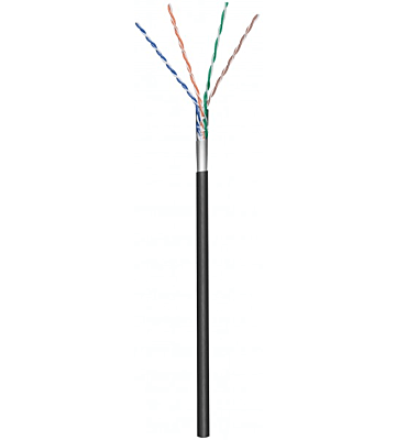 Cabo CAT5e FTP de 100m para utilização no exterior, em bobine rígida preta CCA.