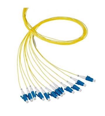 Cabo pigtail de fibra ótica OS2 amarelo LC/PC - 12 unidades