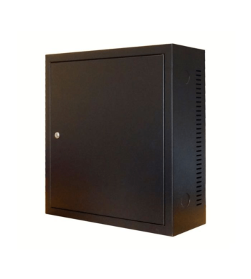 Armário de parede 3U com porta metálica de 185 mm de profundidade.