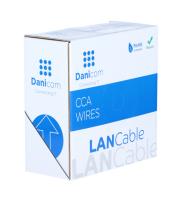 Cabo CAT6 SF/UTP de 50m em bobine, flexível, cinzento, com revestimento CCA.