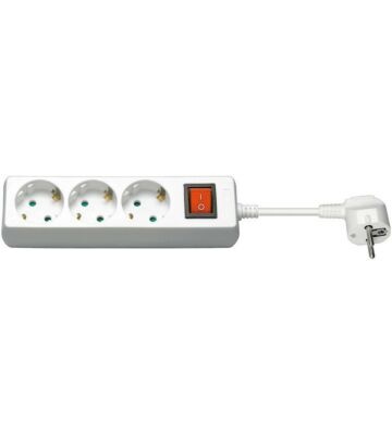 Régua de tomadas tripla com interruptor, 3m, branca