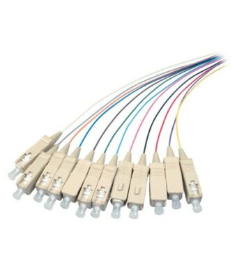Conjunto de fibra de vidro OS2 com rabicho colorido SC/APC - 12 peças