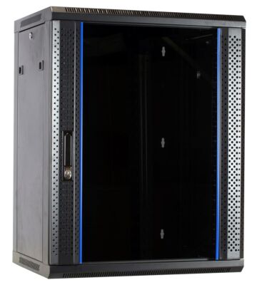 Armário de parede 15U desmontado com porta de vidro 600x450x770mm (LxPxA)