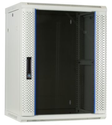 Armário de parede branco de 15U com porta de vidro, 600x450x770mm (LxPxA)