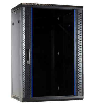 Armário de parede 18U desmontado com porta de vidro 600x450x900mm (LxPxA)