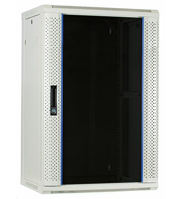 Armário de parede branco de 18U com porta de vidro, 600x450x900mm (LxPxA)