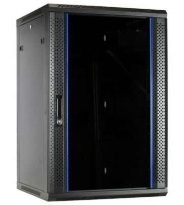 Armário de parede 18U com porta de vidro 600x600x900mm (LxPxA)
